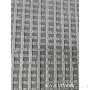 Nylon Metallic Spandex White Checks Mesh Fabric